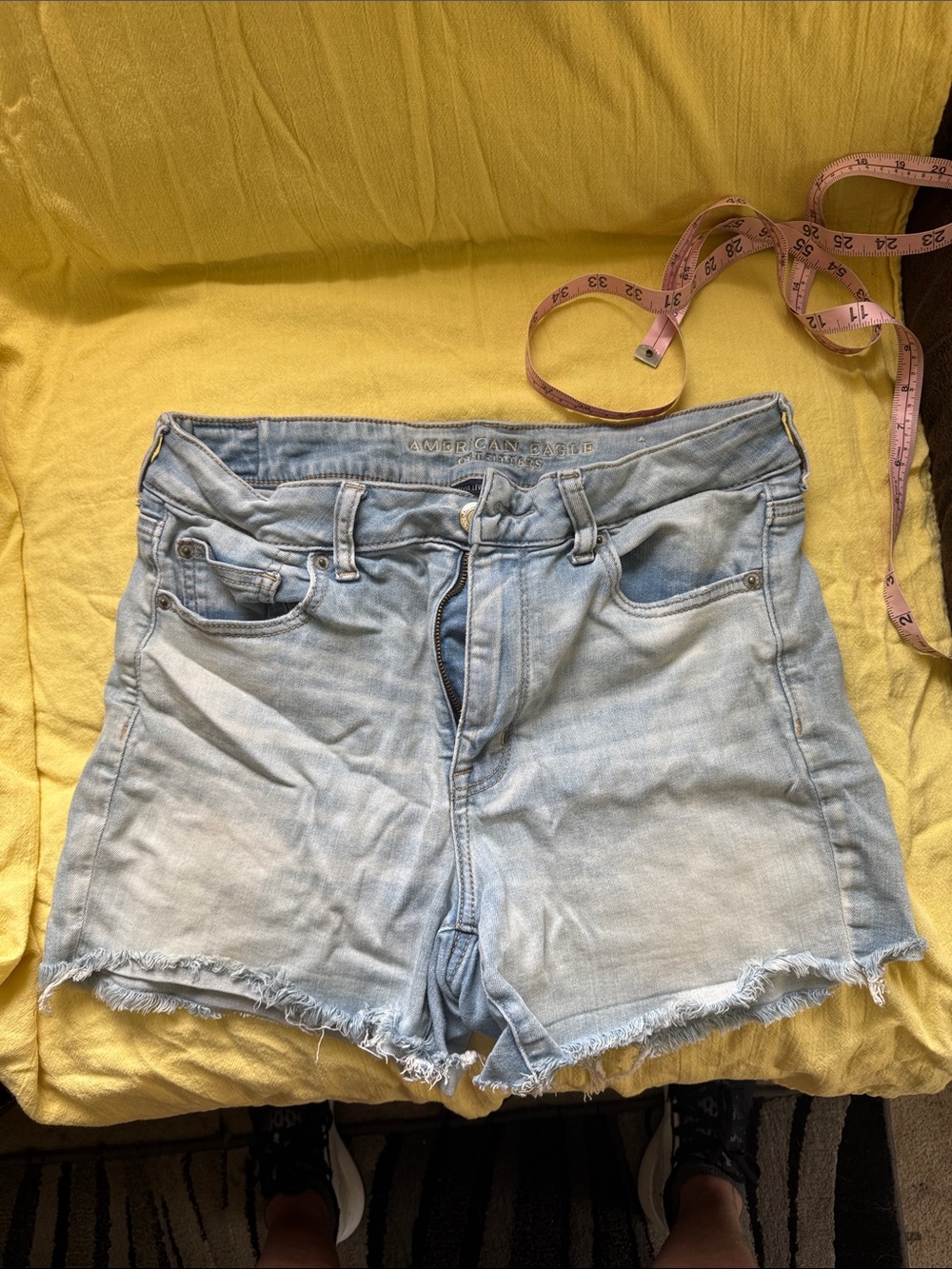 American Eagle Outfitters Light Blue Raw-Hem Denim Shorts